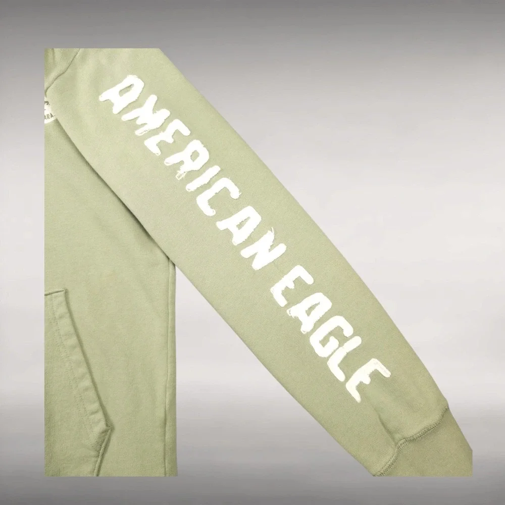 American Eagle Santa Barbara California Graphic Hoodie Mens S Unisex Sage Green
